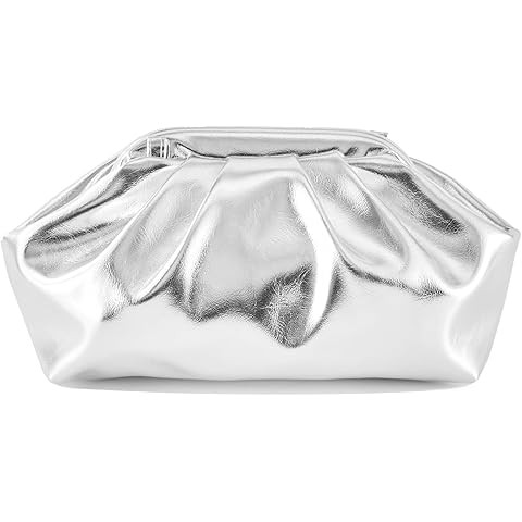 Pleated Evening Vegan Leather Clutch Handbag Purse Metallic PU Cloud Shoulder Bag for Women Eveni... | Amazon (US)