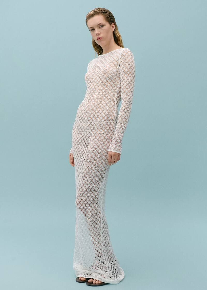 Crochet dress with open back -  Women | Mango United Kingdom | MANGO (UK)