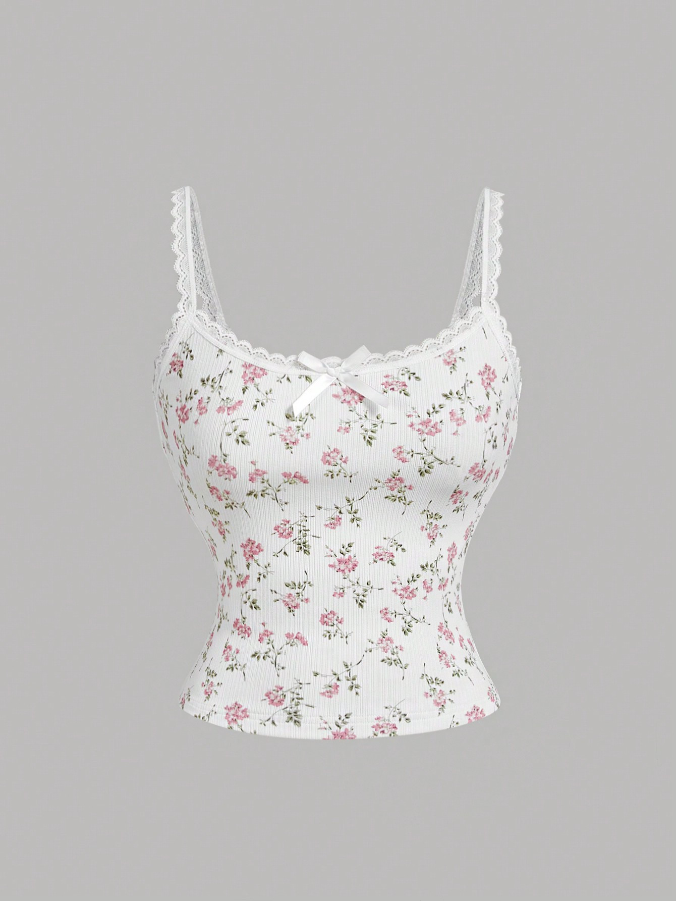 SHEIN MOD Pink Floral Lace Cami Tank Top, Cute Nightwear Camisole, Layering Shirt, Sexy Blouse Fo... | SHEIN