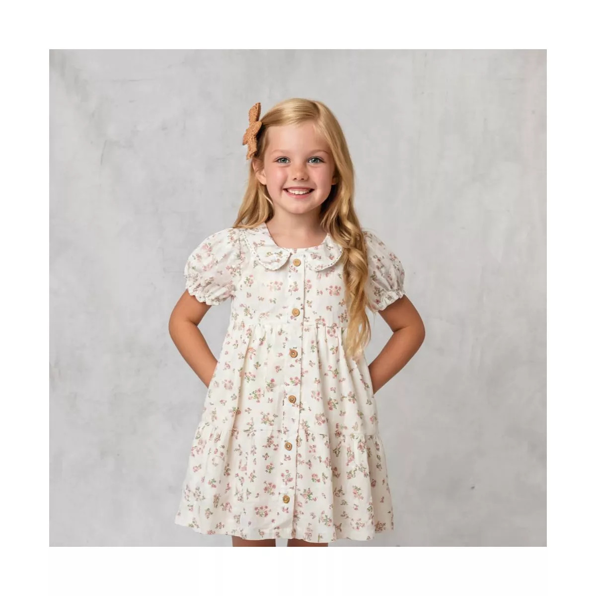Organic Puff Sleeve Collar Dress - English Roses | Target