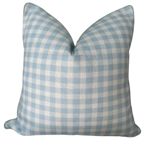 Jillien Harbor “The Charlie” Decorative Pillow Cover – Blue and White Accent Pillow Cover with Gingham-Inspired Design – Grandmillennial Home Decor, 20" x 20" | Amazon (US)