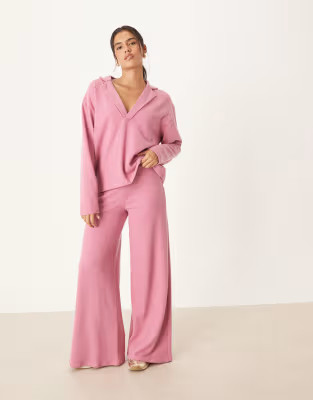 ASOS DESIGN Supersoft wide leg pants in pink - part of a set | ASOS | ASOS (Global)