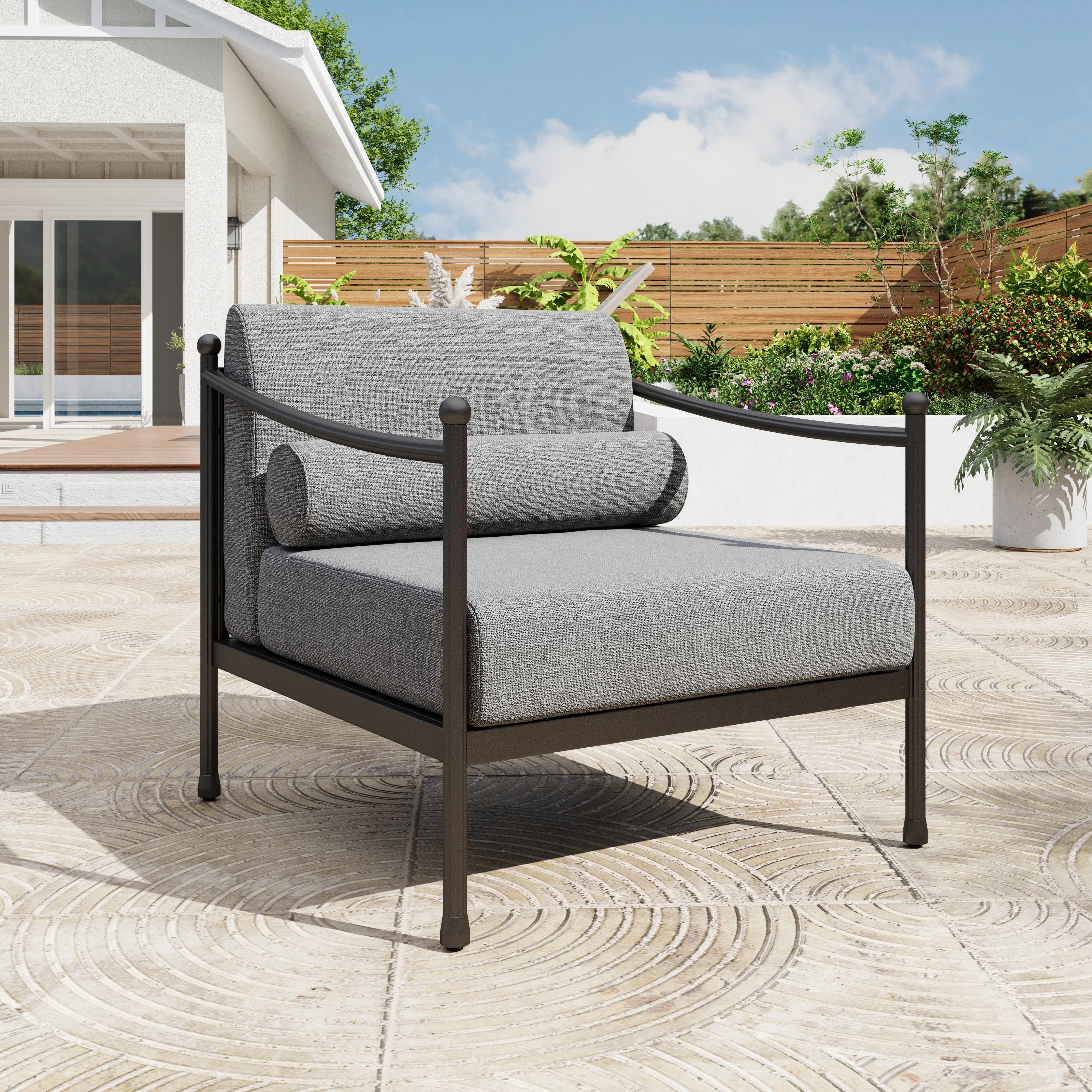 Metal Outdoor Patio Sofa With Cushions | Wayfair North America