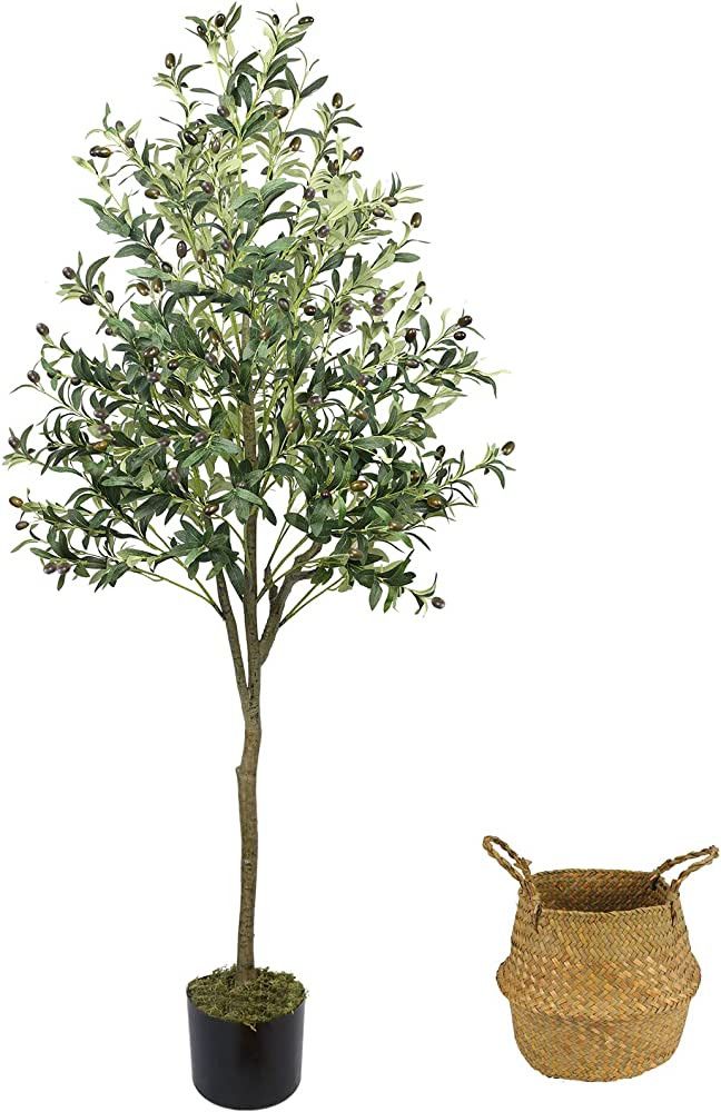 Olive Tree Artificial Indoor 6FT (72''), GTIDEA Artificial Tree Indoor Large Faux Olive Tree and ... | Amazon (US)