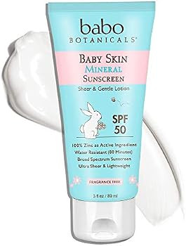 Babo Botanicals Baby Skin Mineral Sunscreen Lotion SPF 50 Broad Spectrum - with 100% Zinc Oxide Acti | Amazon (US)