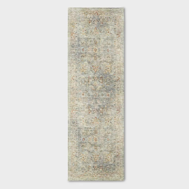 Ledges Digital Floral Print Distressed Persian Rug Green - Threshold™ designed by Studio McGee | Target