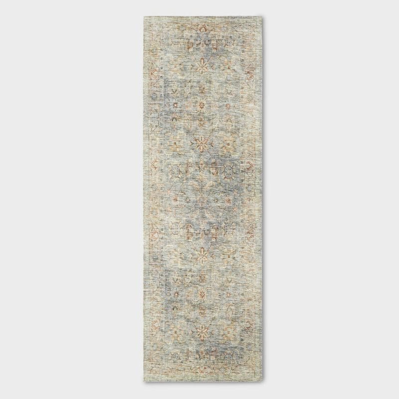 Ledges Digital Floral Print Distressed Persian Rug Green - Threshold™ designed by Studio McGee | Target