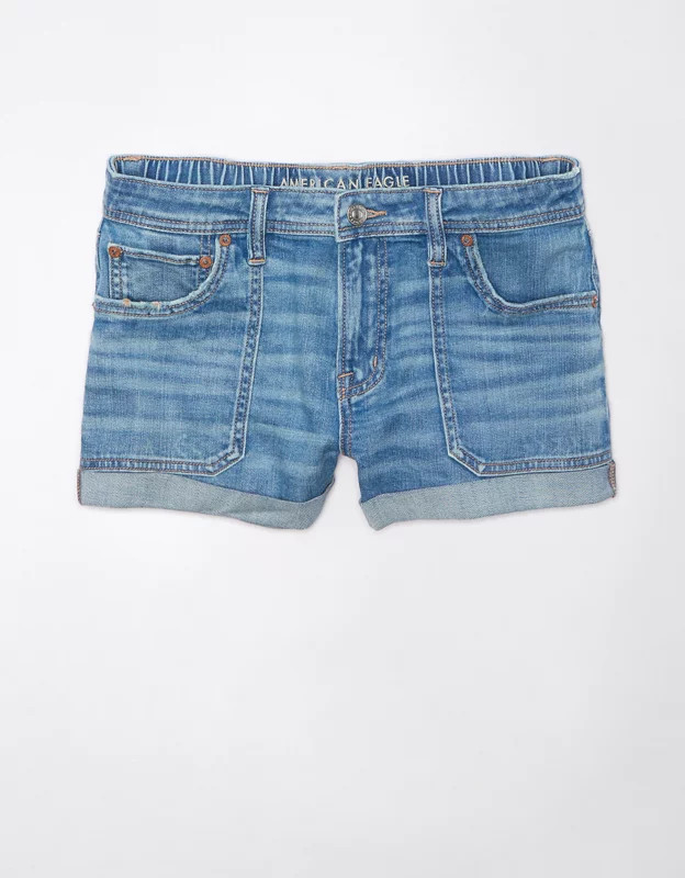 AE Dreamy Drape Stretch Denim Easy Shortie | American Eagle Outfitters (US & CA)
