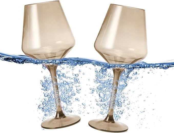 Floating Wine Glasses for Pool | 2 Set | Shatterproof Tritan Acrylic Drinkware, Unbreakable - Col... | Amazon (US)