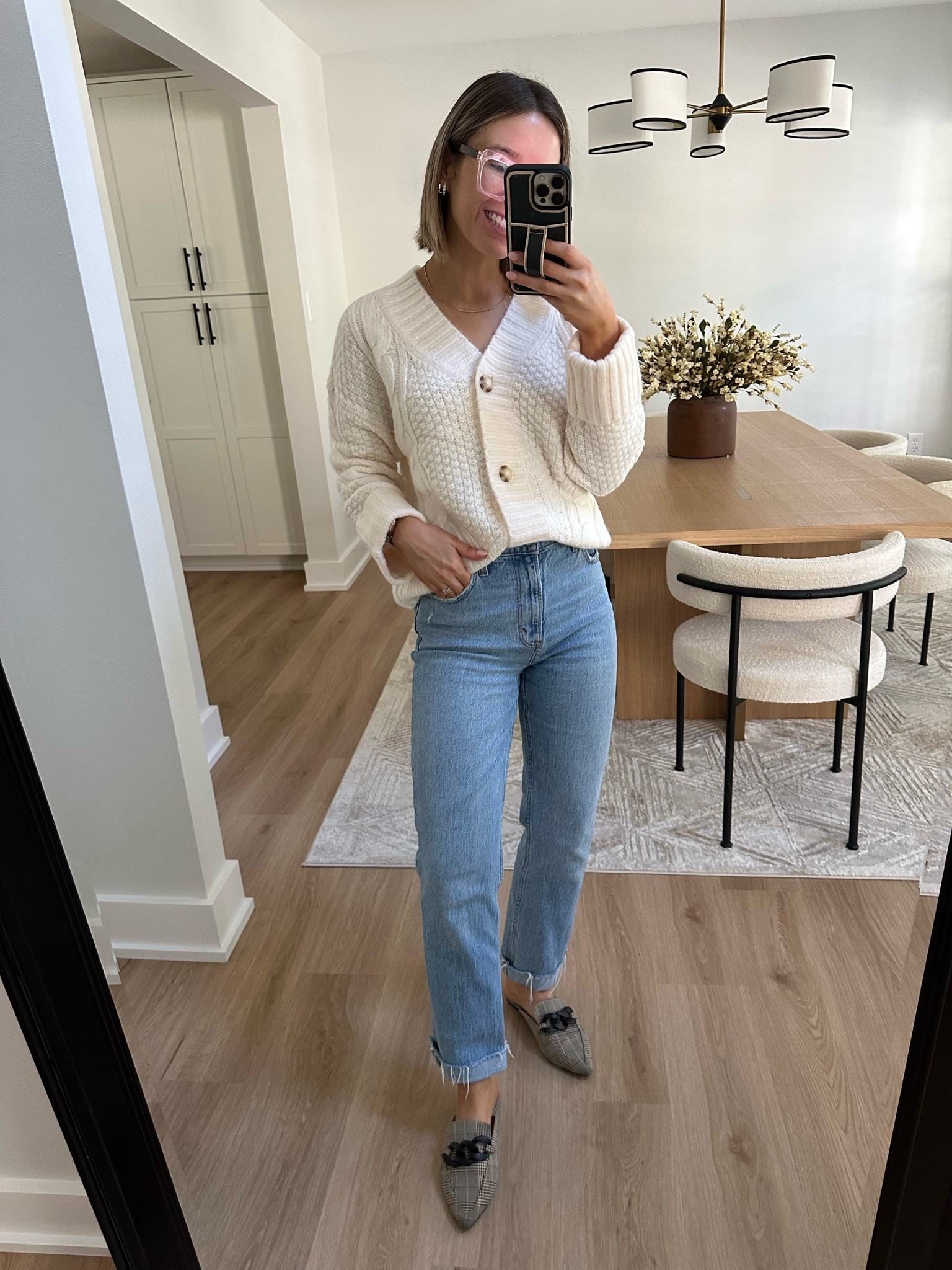 Recent Abercrombie order linked here 

Abercrombie seed stitch cable cardigan xs tts

Abercrombie ultra high rise straight jean 25r tts

Steve Madden chain link plaid mules tts linked similar 

#LTKSeasonal #LTKStyleTip #LTKFindsUnder100