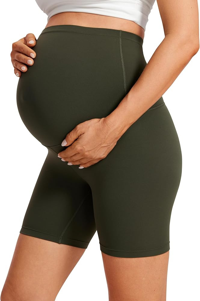 CRZ YOGA Womens Butterluxe Maternity Yoga Biker Shorts Over The Belly 4" / 6" - Pregnancy Workout... | Amazon (US)