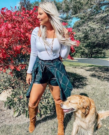 Cutest fall look for warmer weather! These faux leather shorts are perfect for fall layering. 

#LTKmidsize #LTKfindsunder50 #LTKstyletip