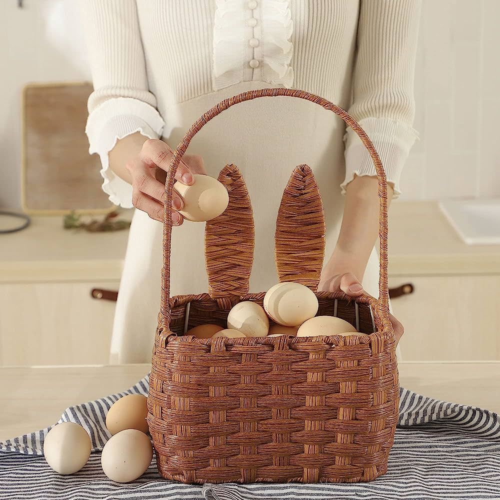 Easter basket with handle kids bunny easter baskets rabbit harvest flower girl hunt toy mini picnic  | Amazon (US)