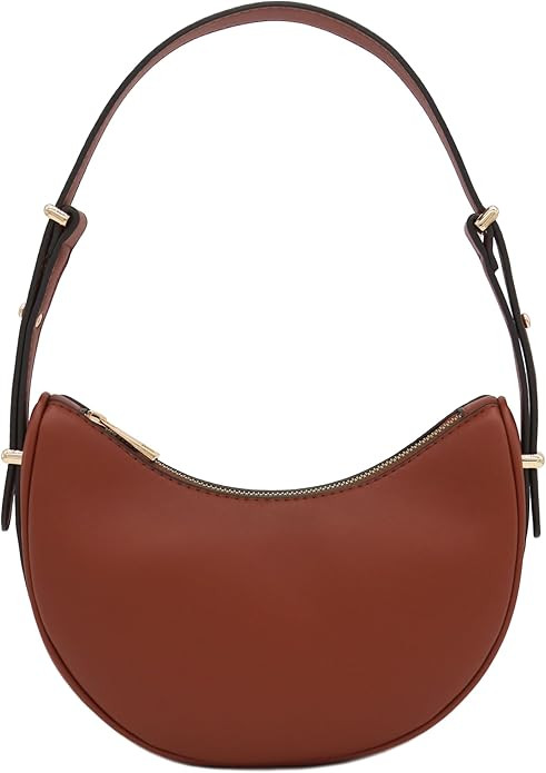 Small Crescent Smooth PU Leather Armpit Shoulder Bag | Amazon (US)