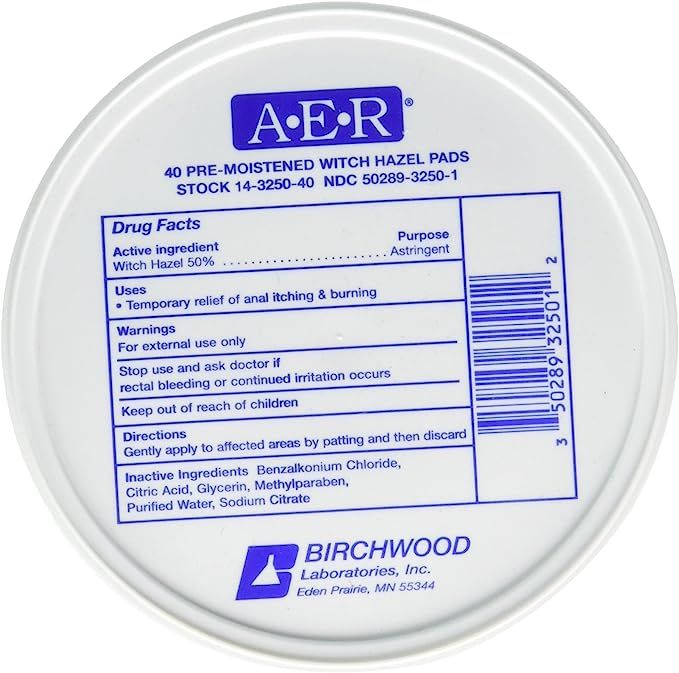 Birchwood Laboratories A-E-R Pre-Moistened Witch Hazel Pads, 80 Count | Amazon (US)