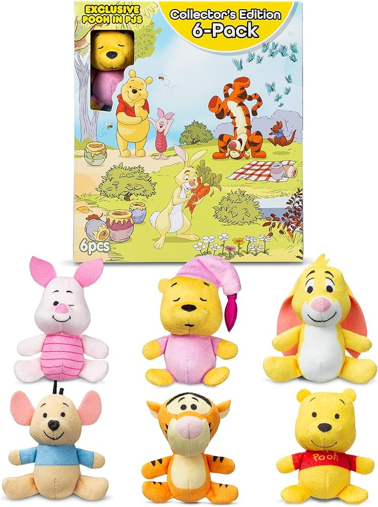 Winnie The Pooh and Pals 6 Pack - Miniature Plush Figure, Suffed Animal, Toy Mini Soft Figure for... | Amazon (US)