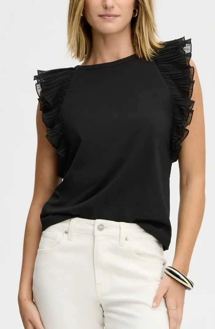 Sam Edelman Pleated Ruffle Sleeve Top | Nordstrom | Nordstrom