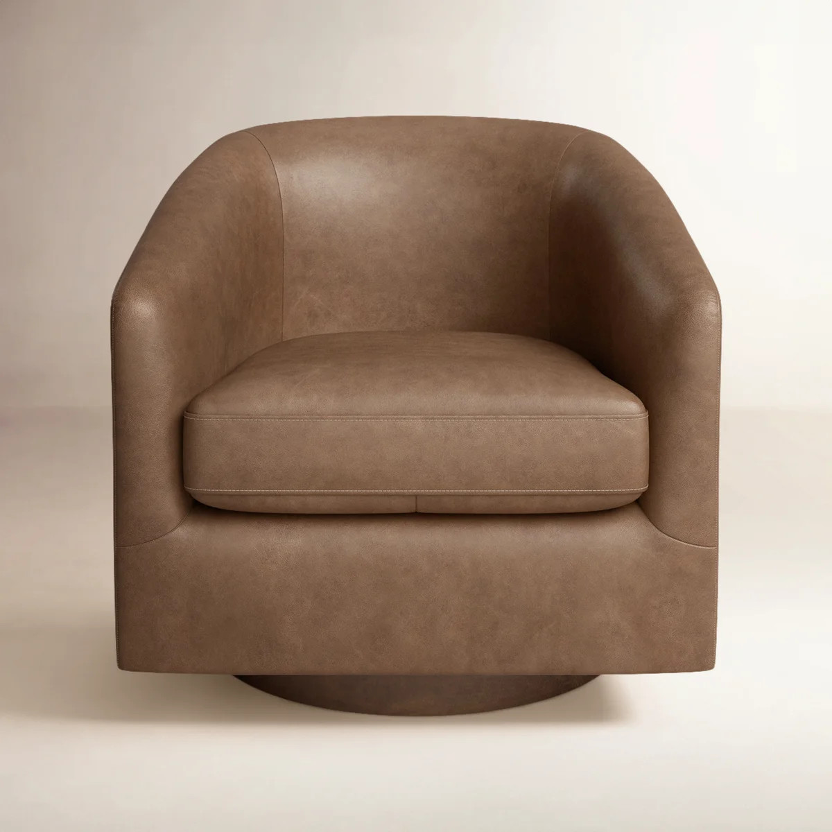 Bennett Genuine Leather Swivel Barrel Chair | Wayfair North America