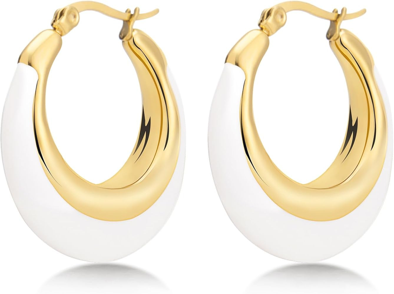 Milan Chiva 14K Gold Acrylic Rectangle Clear Earrings for Women, Plated Chunky Earrings Geometric... | Amazon (US)