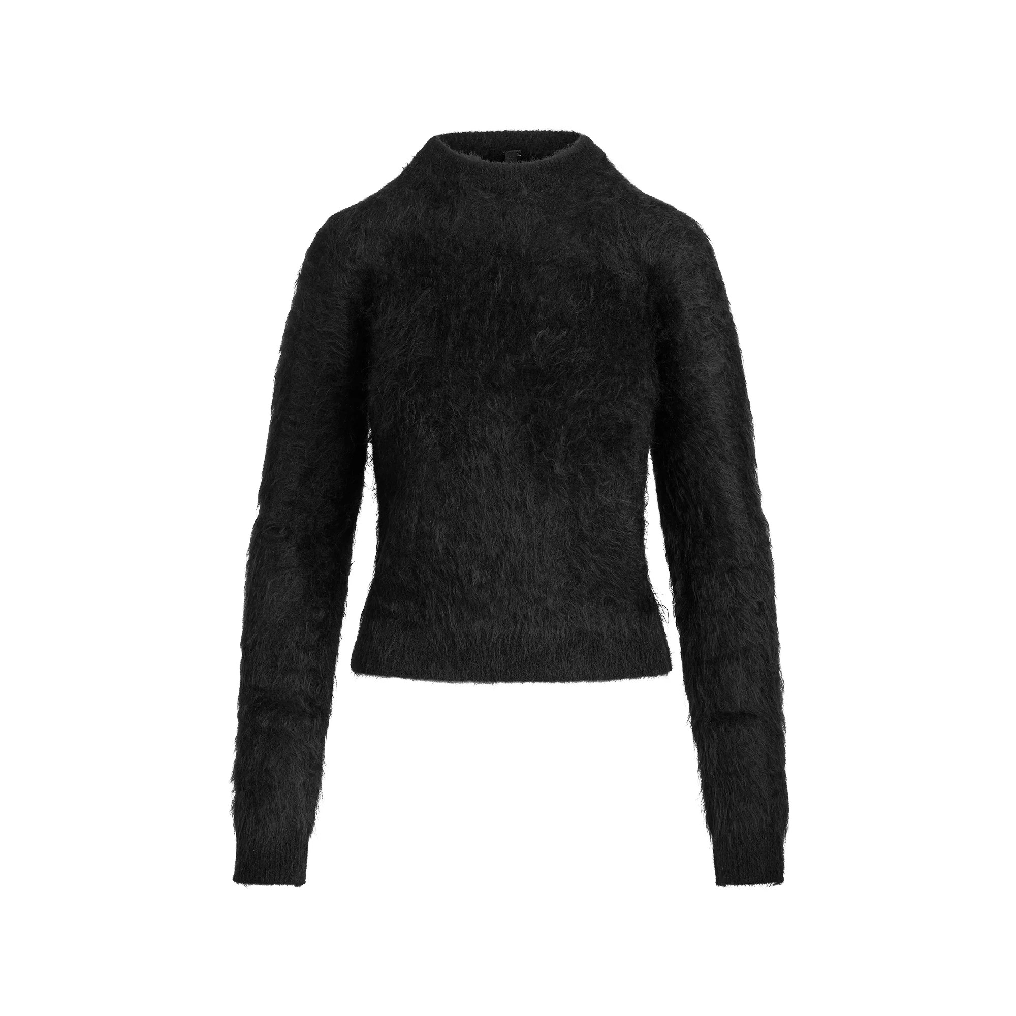 BRUSHED ALPACA CREWNECK SWEATER | ONYX | SKIMS (US)