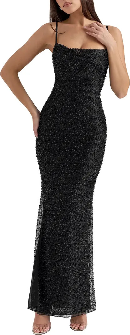 Calla Beaded Mesh Overlay Gown | Nordstrom