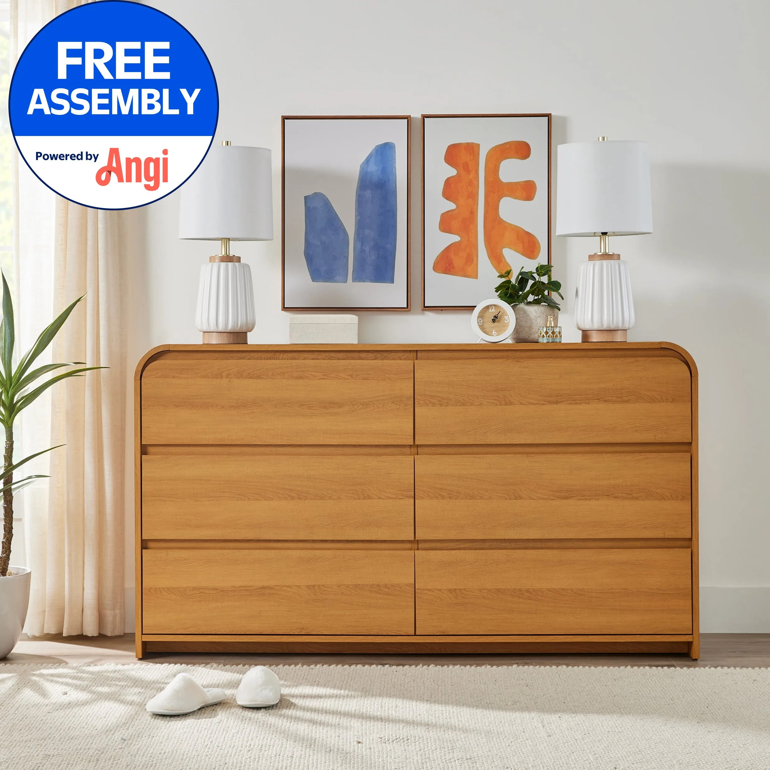 Better Homes & Gardens Juliet 6 Drawer Dresser, 64" Wide, Light Honey | Walmart (US)