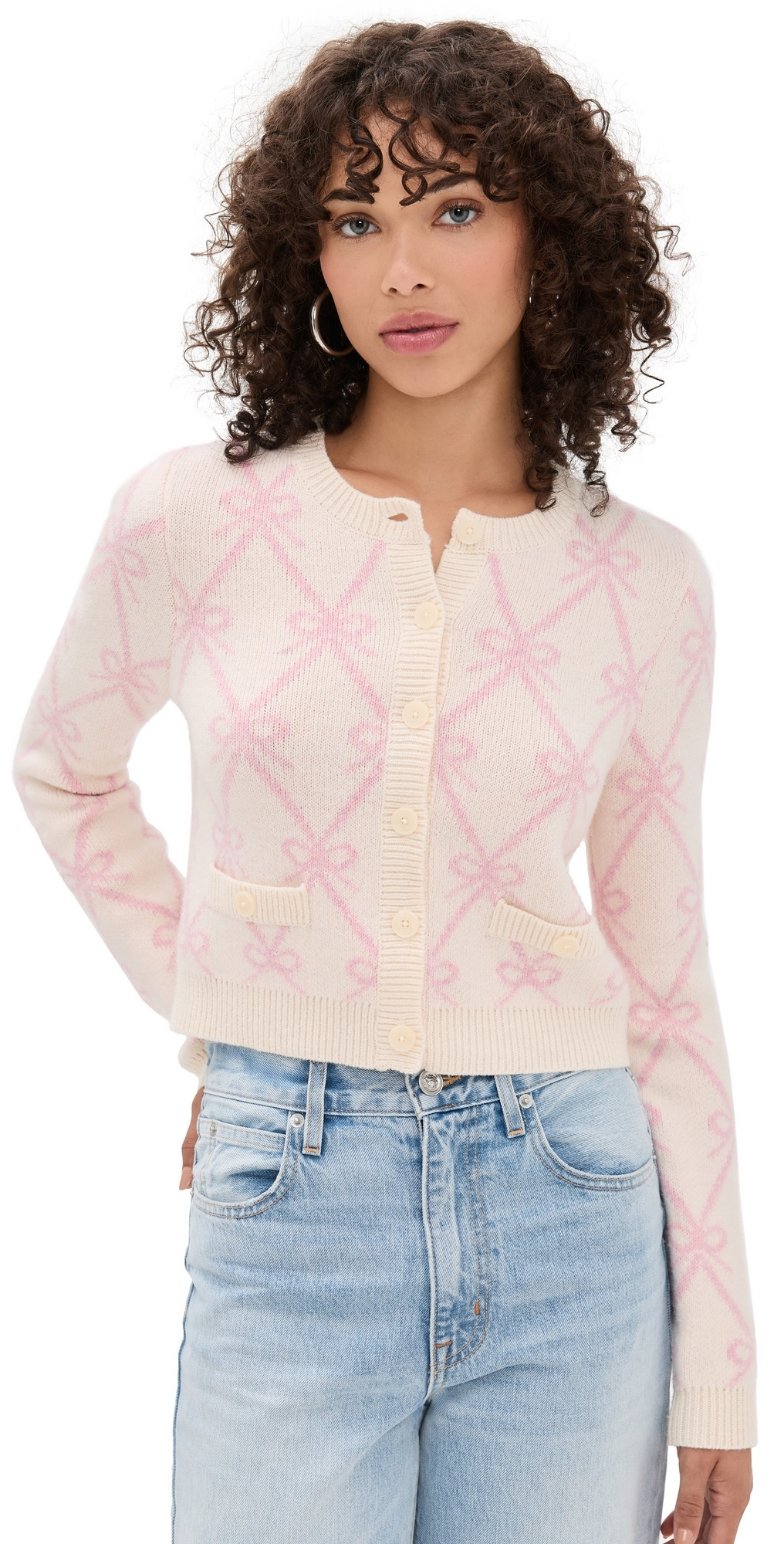 LoveShackFancy Veronika Cardigan Milk Rose S | Shopbop