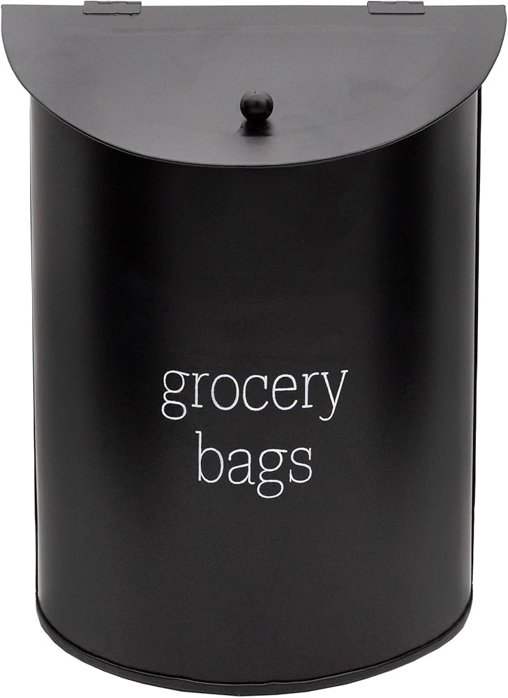 AuldHome Enamelware Grocery Bag Holder (Black); Wall-Mounted Modern Farmhouse Style Plastic Bag D... | Amazon (US)