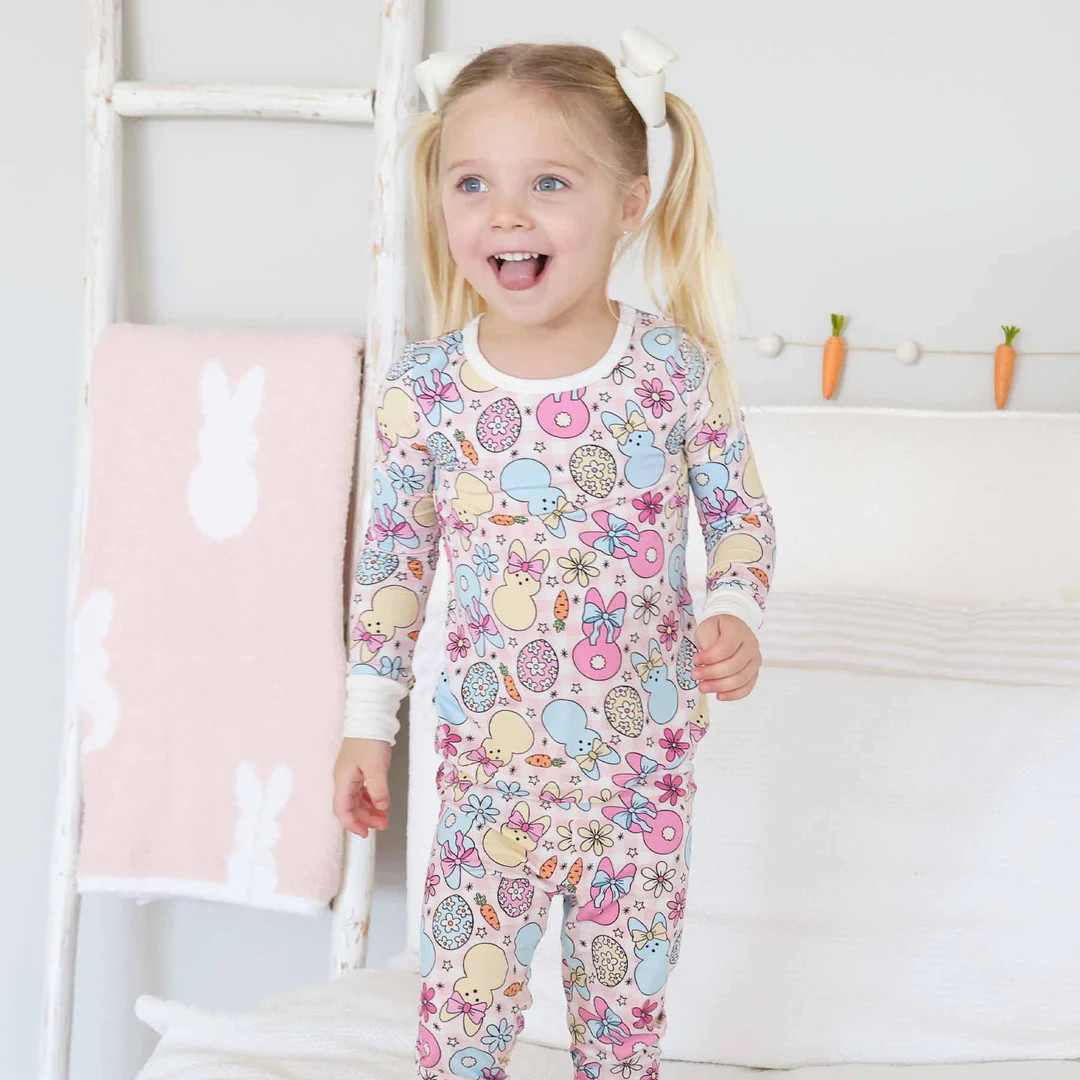 Cottontail Cuties Two Piece Pajama Set | Blue | Caden Lane