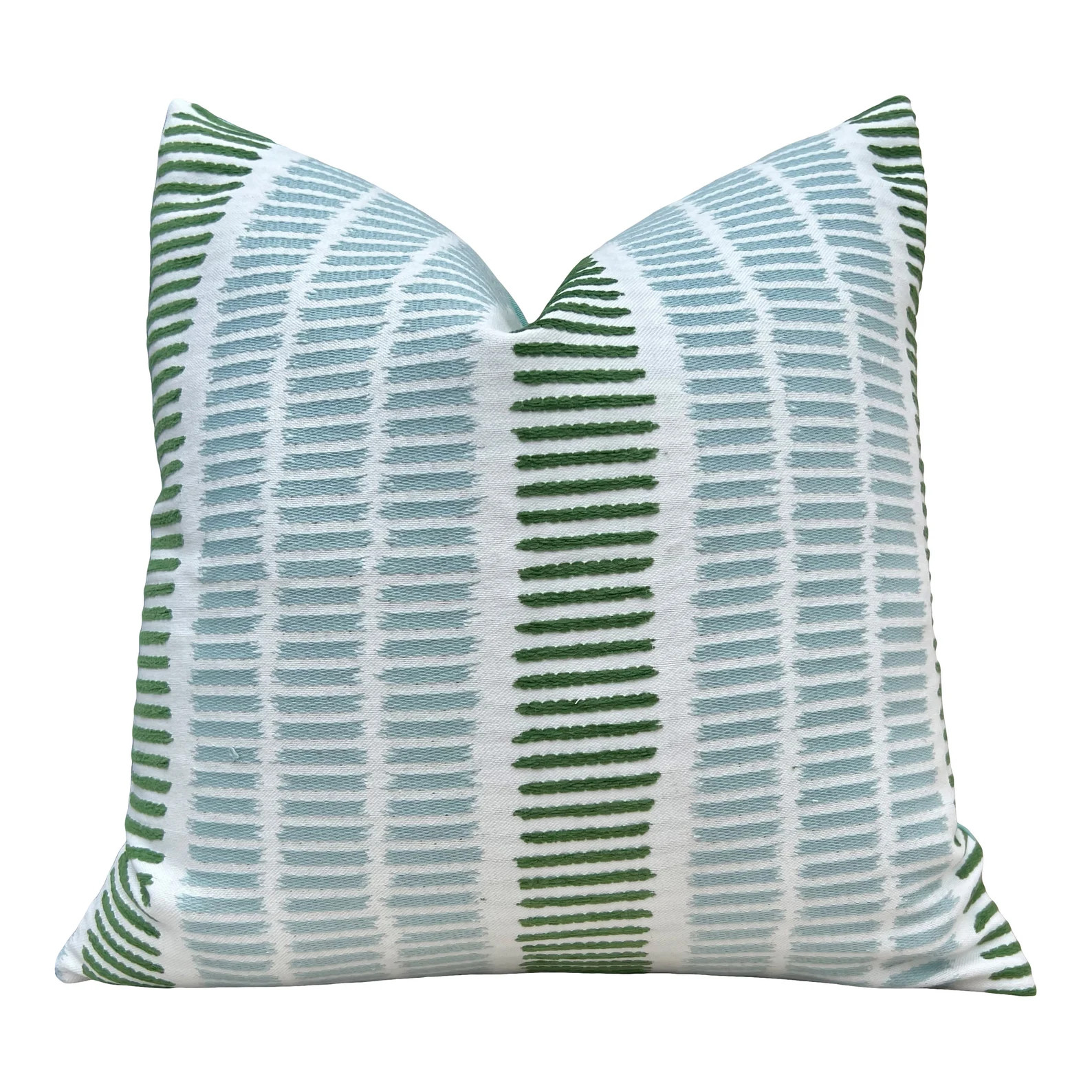 Outdoor/ Indoor Top Sail Striped Pillow Aqua and Green. Designer Woven Decorative Sunbrella Outdo... | Etsy (Global)