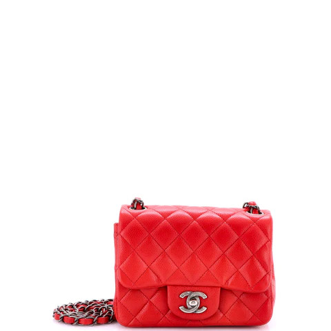 Square Classic Single Flap Bag Quilted Caviar Mini | Rebag