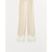 Zara - Satin Trousers With Lace - Ecru - Xs - Woman | Zara UK