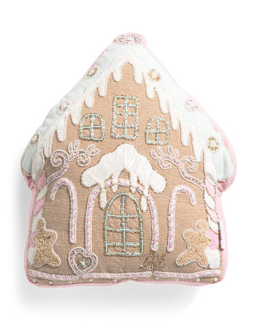 16x16 Gingerbread House Christmas Shaped Pillow | TJ Maxx