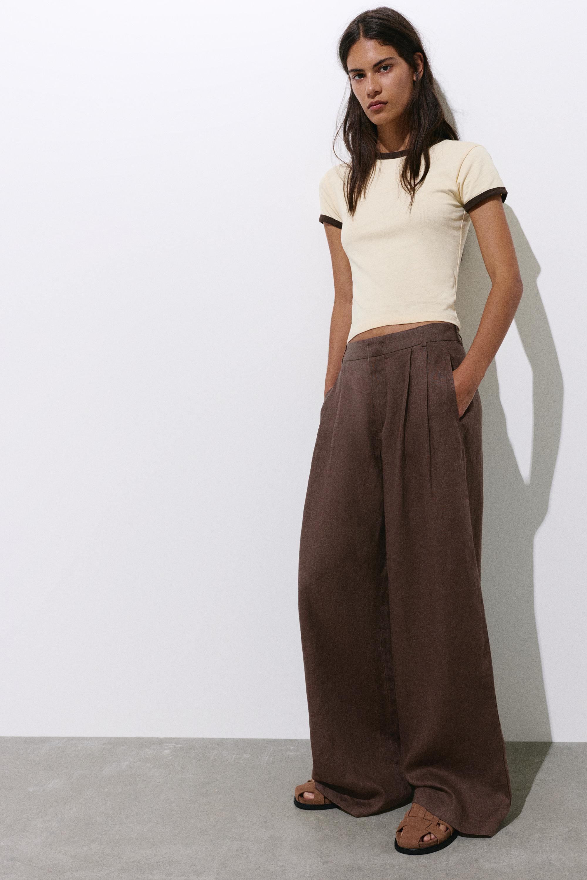 Wide-Leg-Hose aus 100% Leinen | Pull&Bear Deutschland | PULL and BEAR DE