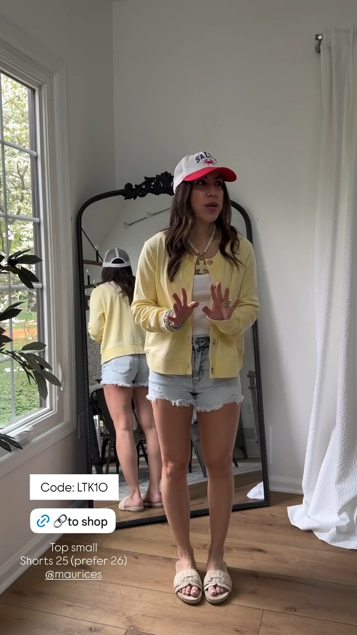 Code LTK10. Denim shorts 25 but prefer 26. Yellow cardigan sweatshirt small. Maurice’s, Maurices



#LTKSaleAlert #LTKOver40 #LTKPetite