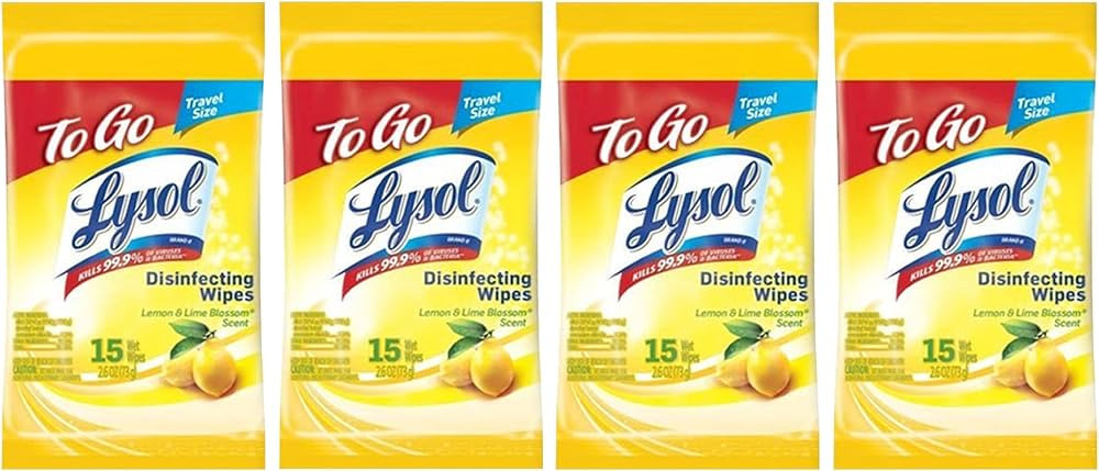 LYSOL Disinfecting Wipes - Lemon & Lime Blossom To-Go Flatpack 15 ct. (Pack of 4) | Amazon (US)