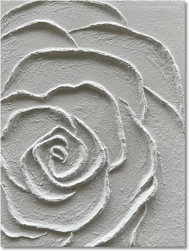 Art Contemporary Minimalist Texture Abstract Oil Painting White Flower Texture Painting Minimalis... | Amazon (US)