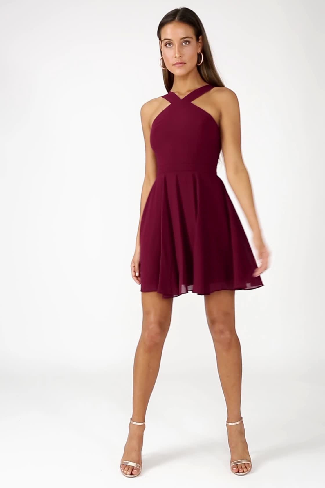 Forevermore Burgundy Skater Dress | Lulus (US)