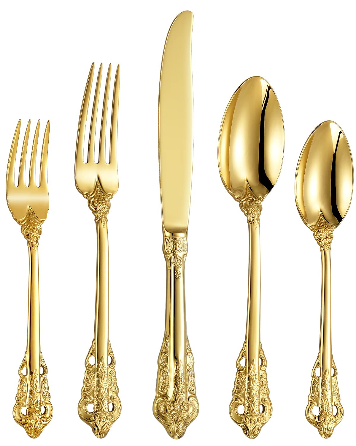 KEAWELL Luxury 20 Pieces 18/10 Stainless Steel Flatware set, Service for 4, silver plated with go... | Amazon (US)