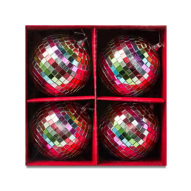 Multicolor Disco Ball Christmas Ornament, 4 in, 4 Count, by Holiday Time | Walmart (US)