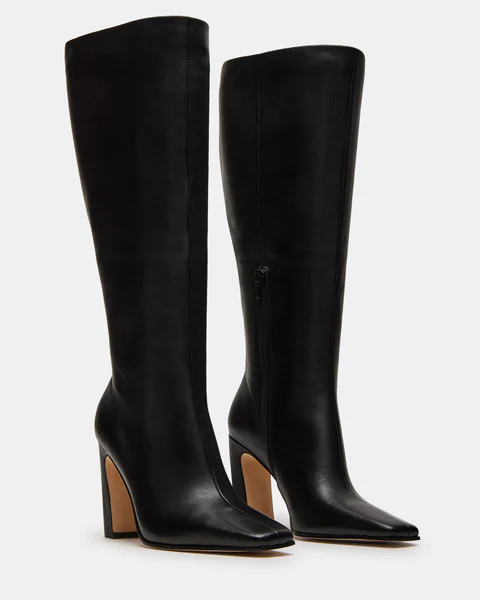 LIZETTE BLACK LEATHER WIDE CALF | Steve Madden (US)