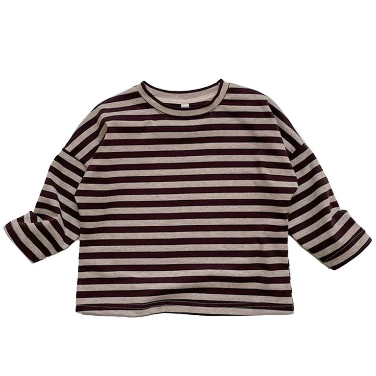 Rhuody T Shirt For Toddler Girls 12-18 Months Striped Prints Long Sleeve Round Neck Tee Basic Wee... | Walmart (US)