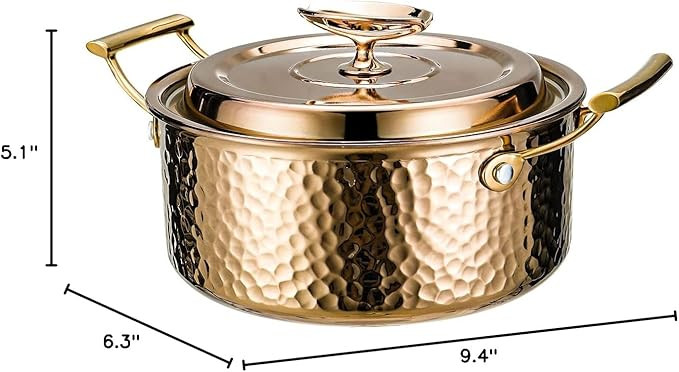 DAEDALUS Pro 7.5QT Stock Pot with Lid Hammered Copper Clad & 2.3mm Tri-Ply Core 3X Thicker Heavy ... | Amazon (US)