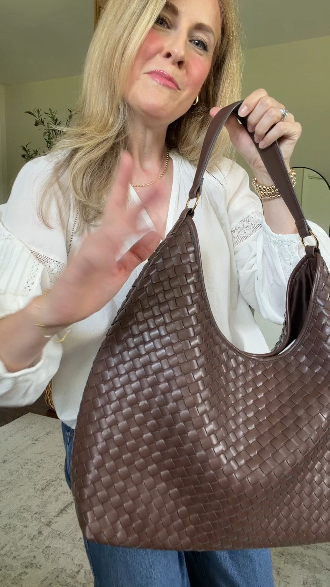 Walmart faux leather woven bag that is absolutely beautiful and practical too! Love the color and size. #walmartfashion

#LTKOver40