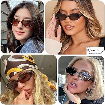 90s Sunglasses for Women Men Retro Small Oval Sunglasses | Amazon (US)