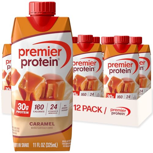 Premier Protein Shake, Caramel, 30g Protein, No Added Sugar, 24 Vitamins & Minerals to Support Immune Health, 11 fl oz, 12 Pack | Amazon (US)
