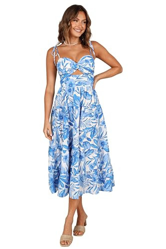 Petal & Pup Rose Midi Dress - Blue/White L | Amazon (US)