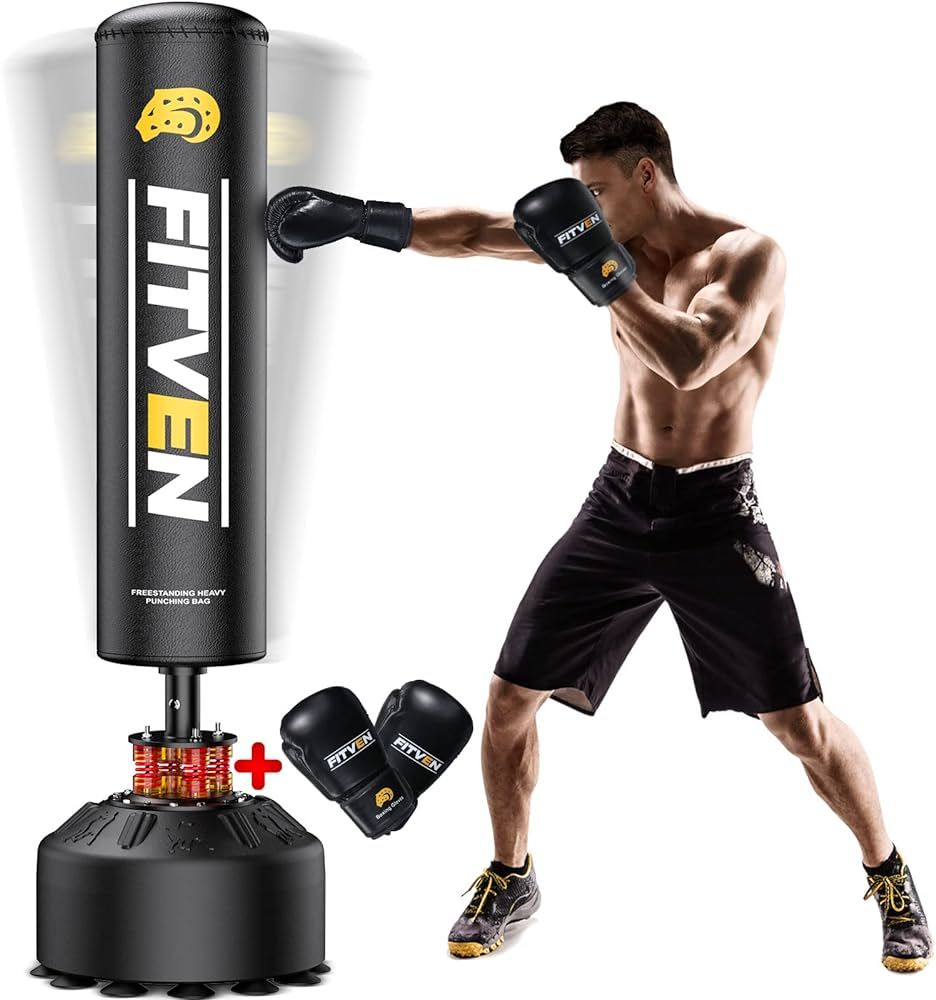 Amazon.com: FITVEN Freestanding Punching Bag 70''-205lbs with Boxing Gloves Heavy Boxing Bag with... | Amazon (US)