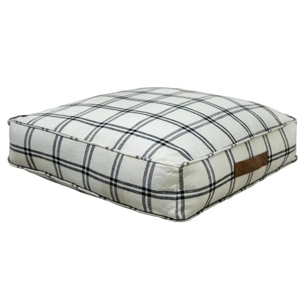 Better Homes & Gardens Yarn Dyed Floor Pillow, White and Black Windowpane Plaid, 24" x 24" - Walm... | Walmart (US)