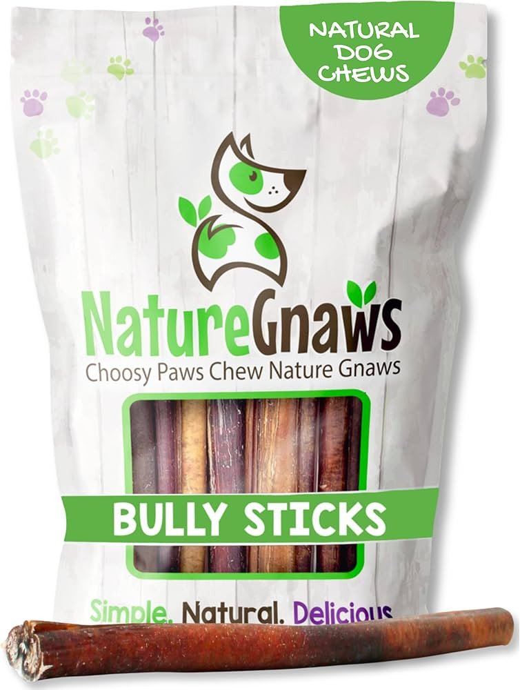 Nature Gnaws Bully Sticks for Dogs 11-12" (8oz) - Mixed Thickness - Long Lasting for Aggressive C... | Amazon (US)